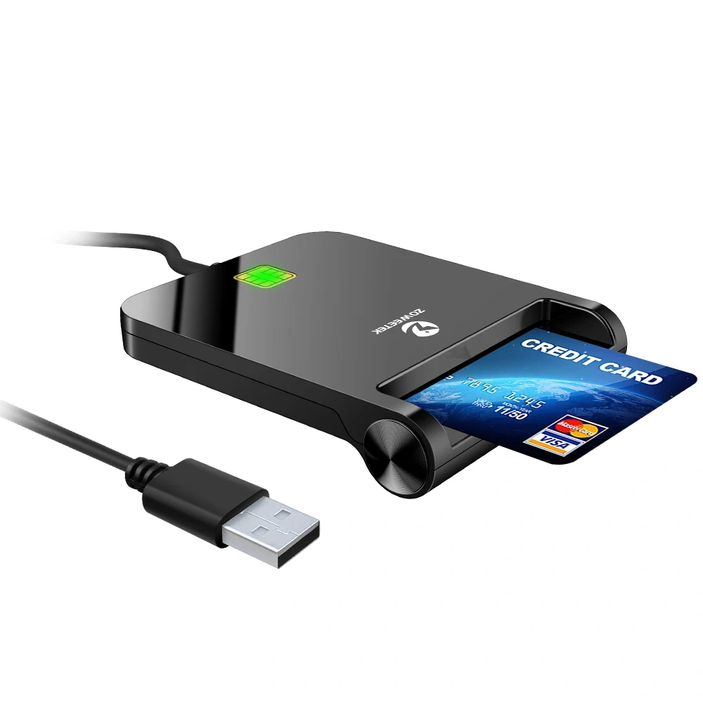 IC ID Card Reader Affordable Chip Card Reader USB 2.0 Single Slot Credit Card Reader ZW-12026-8