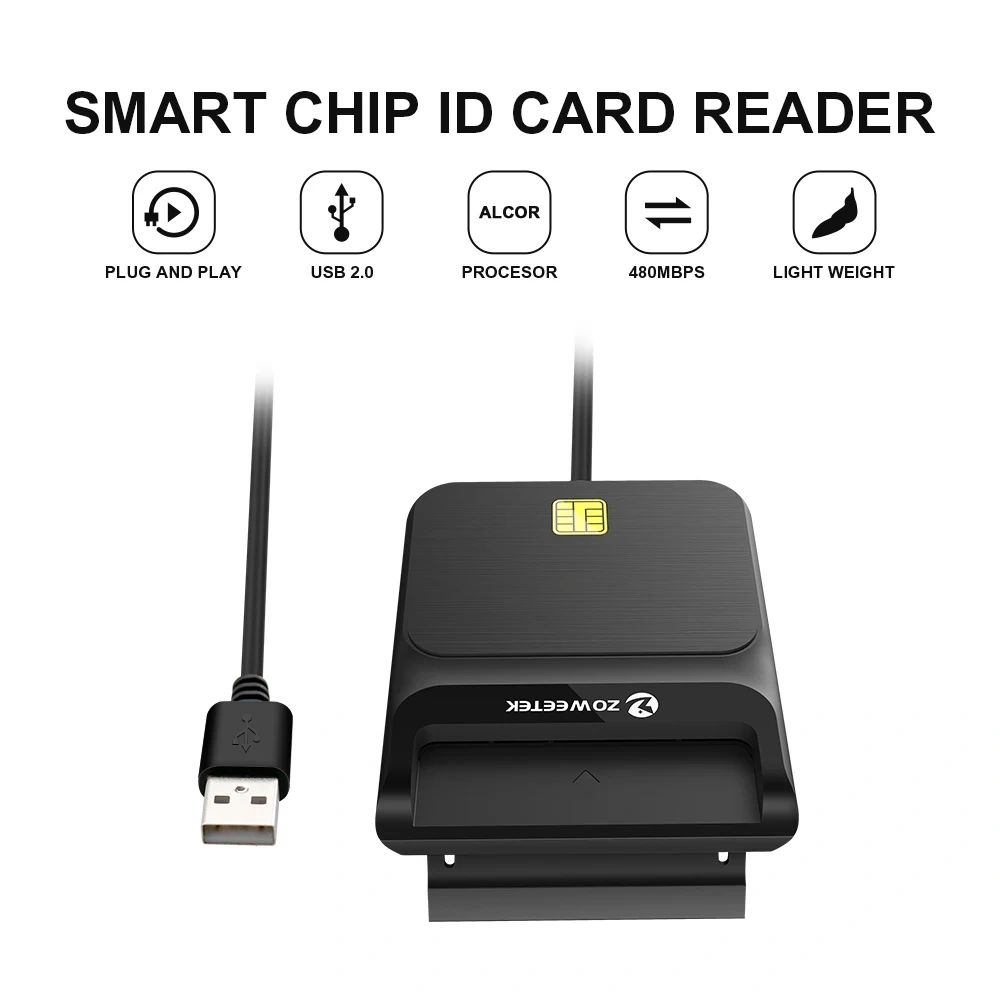 Chip Card Reader USB 2.0 EMV CAC SIS IC ID Card Reader ATM Credit Card Reader ZW-12026-9