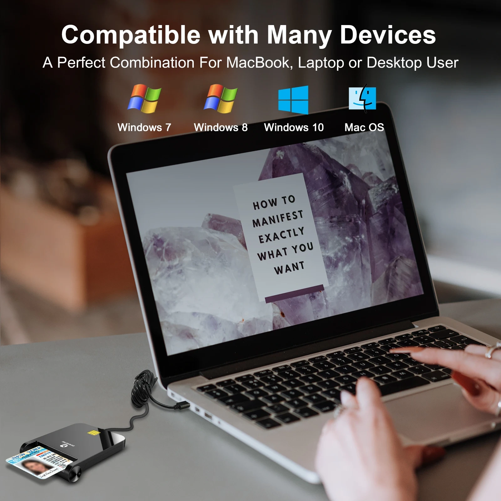 IC ID Card Reader Affordable Chip Card Reader USB 2.0 Single Slot Credit Card Reader ZW-12026-8