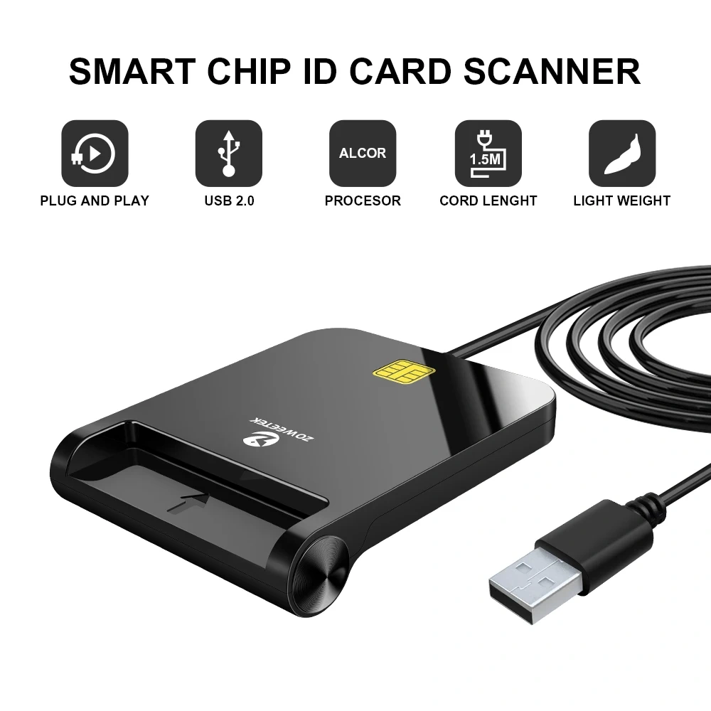 IC ID Card Reader Affordable Chip Card Reader USB 2.0 Single Slot Credit Card Reader ZW-12026-8