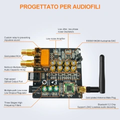 BT 5.2 Hi-Fi Music Receiver for Home Stereo with LDAC,Audiophile DAC aptX HD Adapter DS200PRO