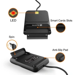 Chip Card Reader USB 2.0 EMV CAC SIS IC ID Card Reader ATM Credit Card Reader ZW-12026-9