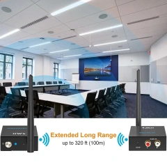 2.4GHz BT Audio Transmitter&Receiver 328ft Long Distance Audio Adapter for TV PC Amplifier Speaker RT5066