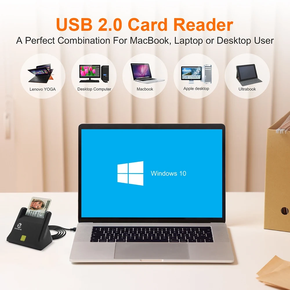 Mini Smart Credit Card Reader with USB 2.0 Card Reader for ISO 7816 EMV CAC/IC/ID Cards ZW-12026-3