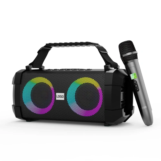Portable Speaker with UHF Wireless Microphone Effect Big Size RGB LED Light Bluetooth Speaker X1