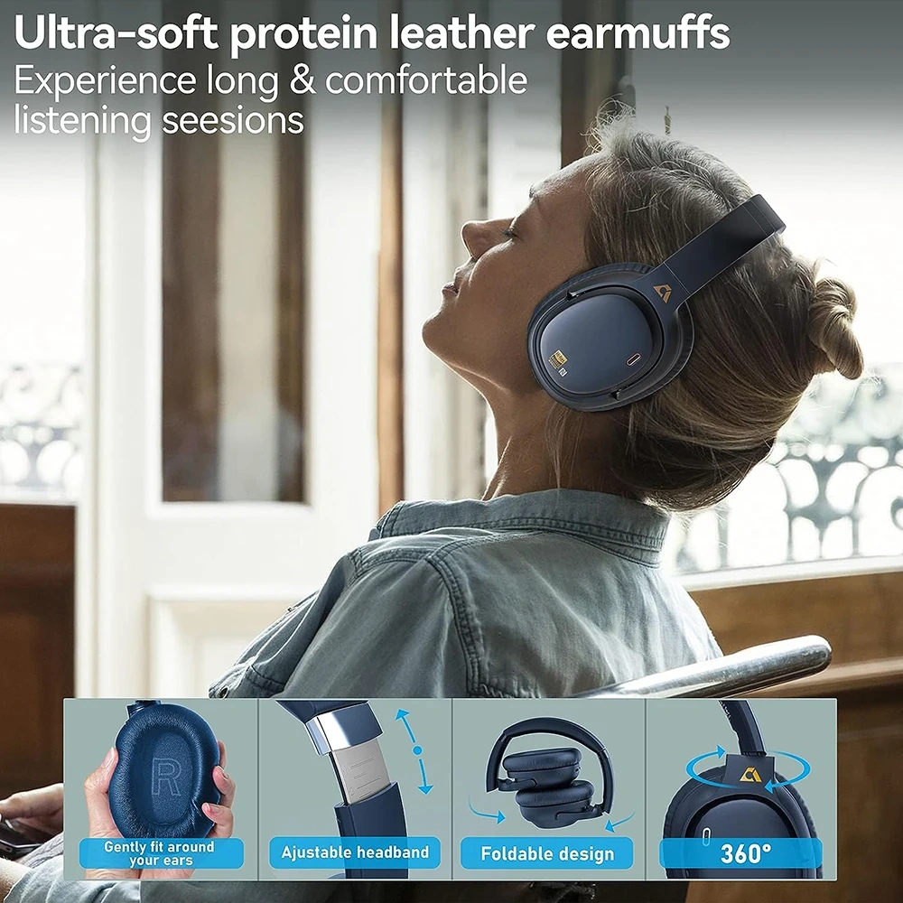 Hybrid ANC Headphones with USB Bluetooth5.3 Transmitter Dongle&Mic aptX HD/LL Over-Ear Set E700Set