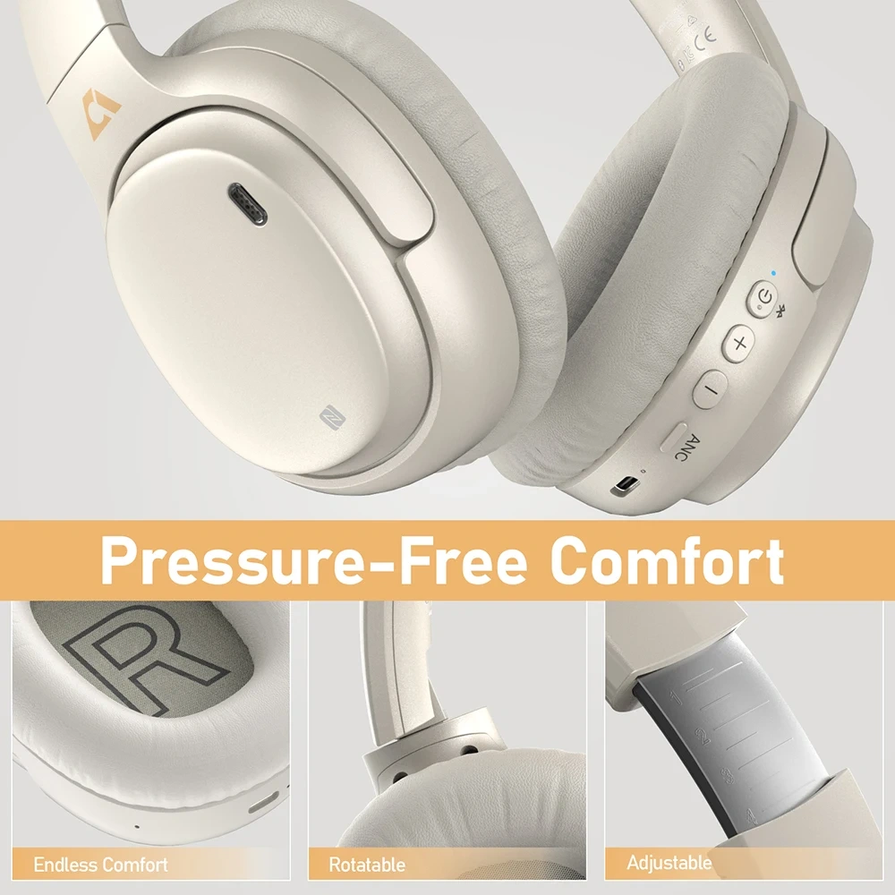 Bluetooth Wireless Over Ear Headphone with aptX LL/Multipoint/NFC Headset Microphone E600Pro