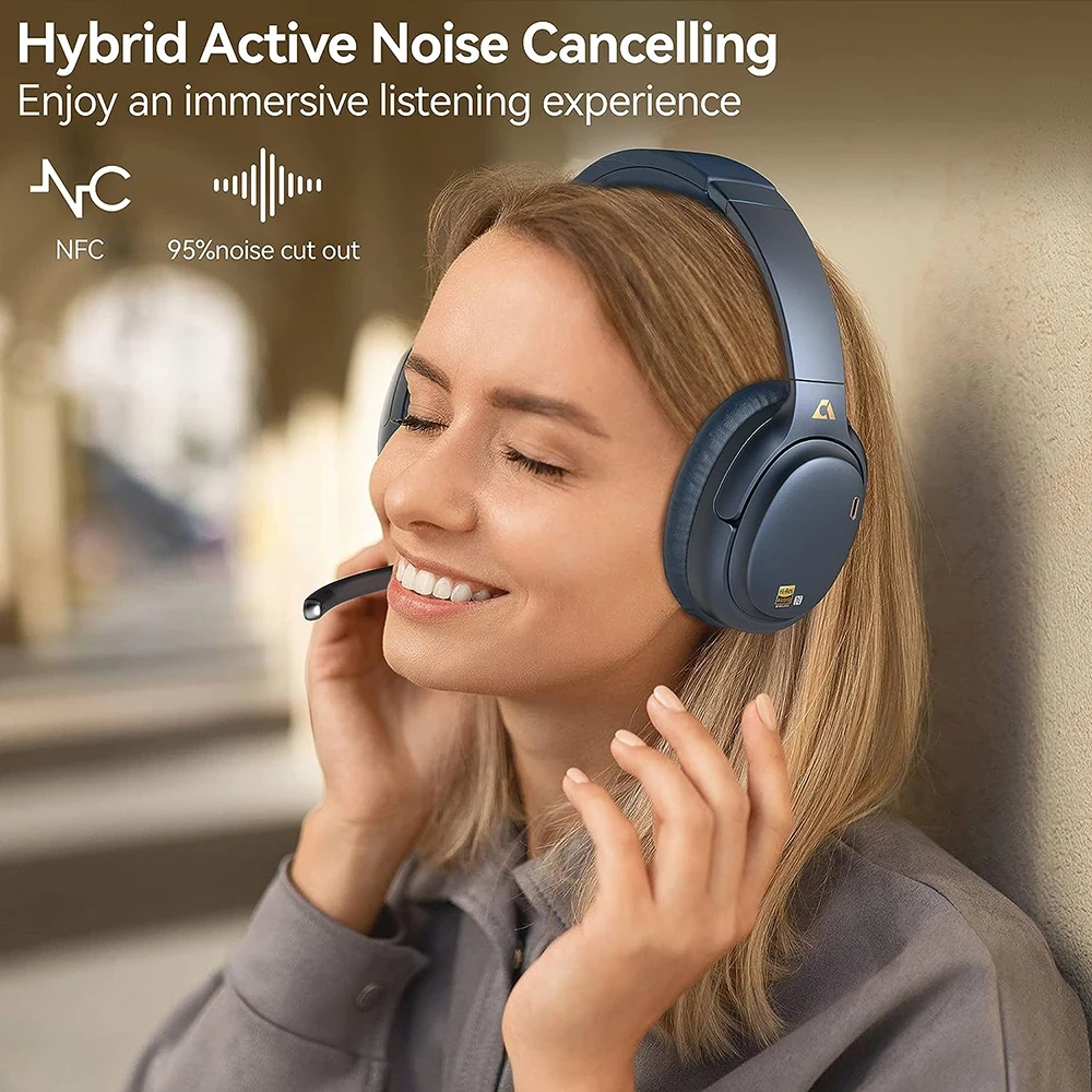 Hybrid ANC Headphones with USB Bluetooth5.3 Transmitter Dongle&Mic aptX HD/LL Over-Ear Set E700Set