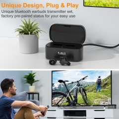 Wireless Earbuds for TV Listening Watching with Transmitter Charging Dock E3PRO