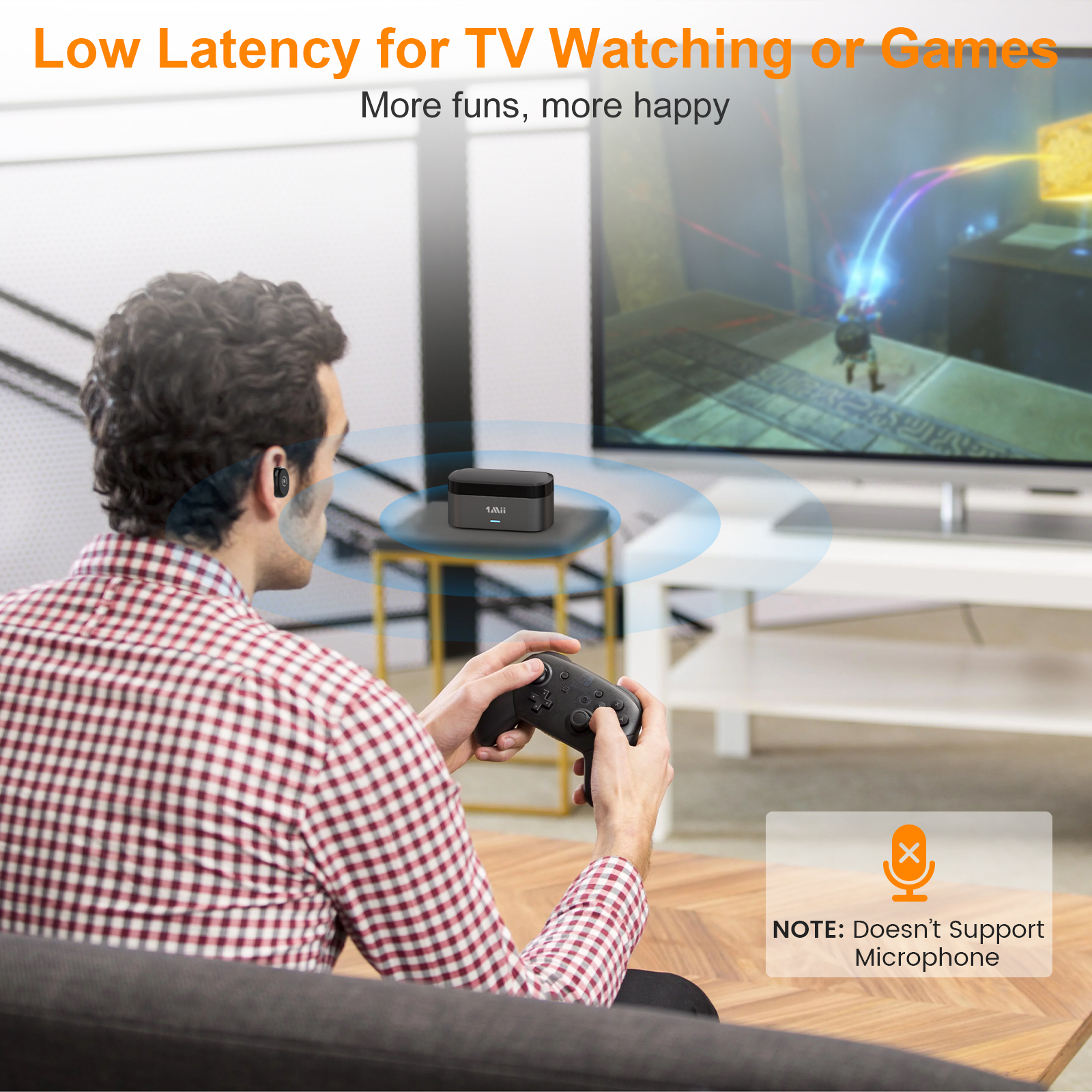 Wireless Earbuds for TV Listening Watching with Transmitter Charging Dock E3PRO
