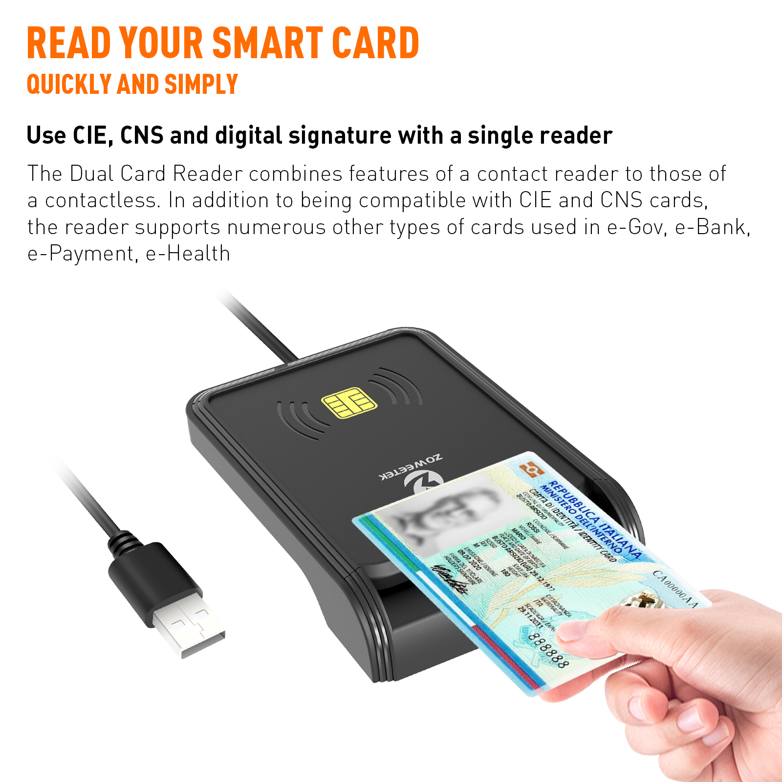 New 2 in 1 Smart Card Reader RFID/NFC Access Card Reader Plug and Play IC ID Card Reader ZW-12026-13
