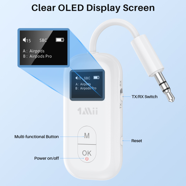 Airplane Bluetooth Adapter With Aptx-LL/HD & Adaptive Wireless Audio Transmitter and Receiver Safefly Pro