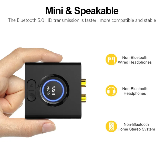 Wireless Bluetooth 5.0 Audio Receiver 3.5mm AUX & RCA Out Bluetooth Adapter for Speaker ML200