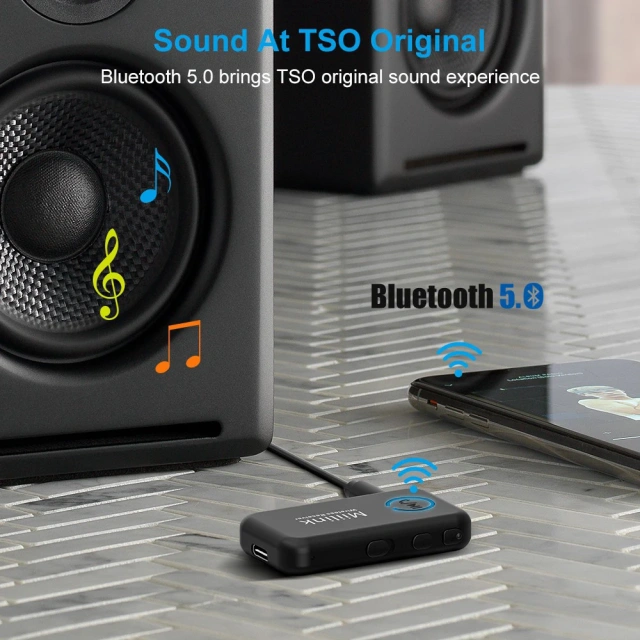Hands-free Calling Mini In-car Bluetooth 5.0 Audio Adapter Stereo Wireless Bluetooth Receivers ML100
