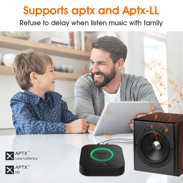 Home HiFi Audio Receiver with AptX-LL/HD 3.5mm AUX/RCA Out Stereo Receiver Bluetooth Adapter for Speaker B06+