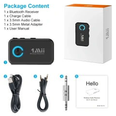 Hands-free Calling Mini In-car Bluetooth 5.0 Audio Adapter Stereo Wireless Bluetooth Receivers ML100