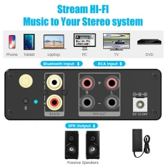 Bluetooth 5.3 Receiver Amplifier 2 Channel HiFi Mini Sound Amplifier with Bass Stereo Audio Power P4
