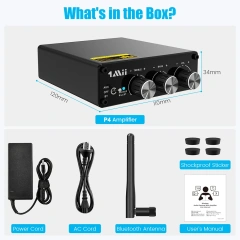 Bluetooth 5.3 Receiver Amplifier 2 Channel HiFi Mini Sound Amplifier with Bass Stereo Audio Power P4