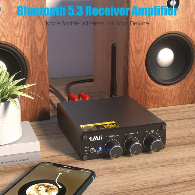Bluetooth 5.3 Receiver Amplifier 2 Channel HiFi Mini Sound Amplifier with Bass Stereo Audio Power P4