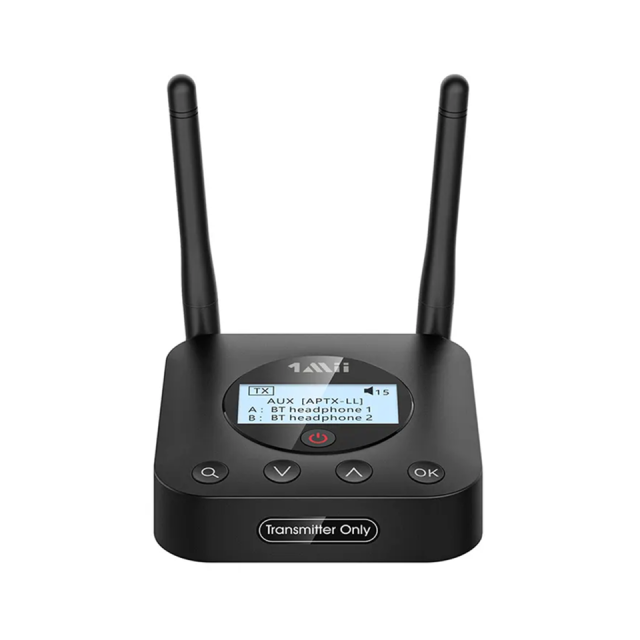 Bluetooth 5.2 Transmitter with Screen Display for Easy Pairing BT Audio Adapter with aptX LL & HD B06TX+