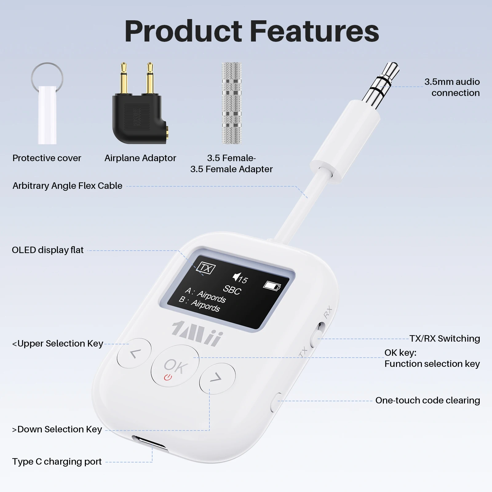 Bluetooth Adapter 2 in 1 Wireless Audio Transmitter and Receiver Safefly min+