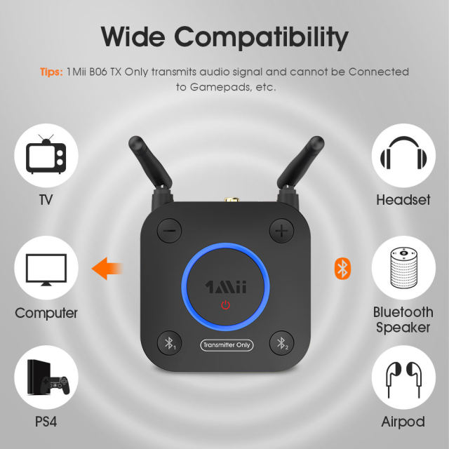 Wireless Bluetooth 5.2 Audio Transmitter with aptX-LL/HD TV Transmitter Adapter B06TX