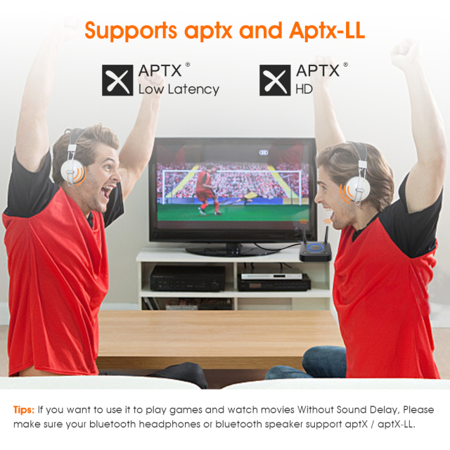 Wireless Bluetooth 5.2 Audio Transmitter with aptX-LL/HD TV Transmitter Adapter B06TX