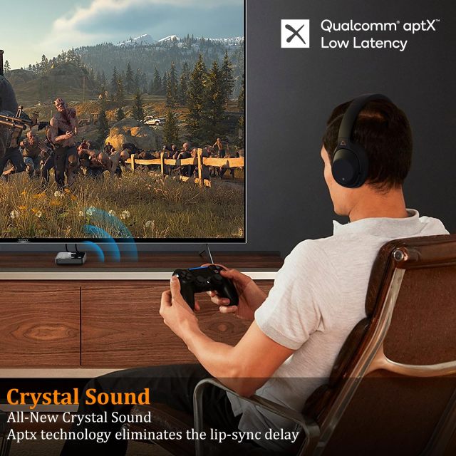 Transmitter Low Latency AUX Bluetooth Adapter, the Finest Wireless Headphones Transmitter for TV B06T6