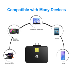 USB-C Card Reader EMV Card Reader Smart ID & IC Chip Card Readers for Phone Tablets ZW-12027-1