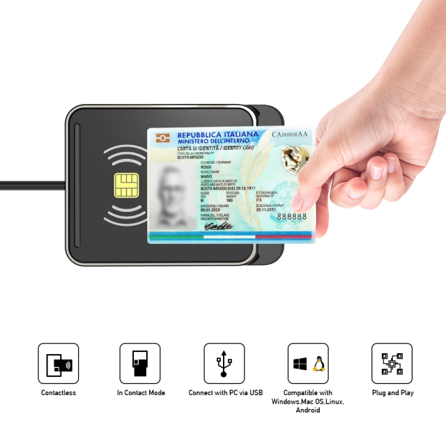 Contactless RFID NFC Card Readers & Contact Smart IC ID Chip Card Reader ZW-12026-12