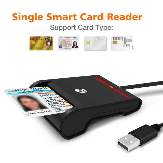CAC/ID/IC Chip Card Reader Single Slot USB 2.0 CCID Credit Card Reader Writer ZW-12026-2