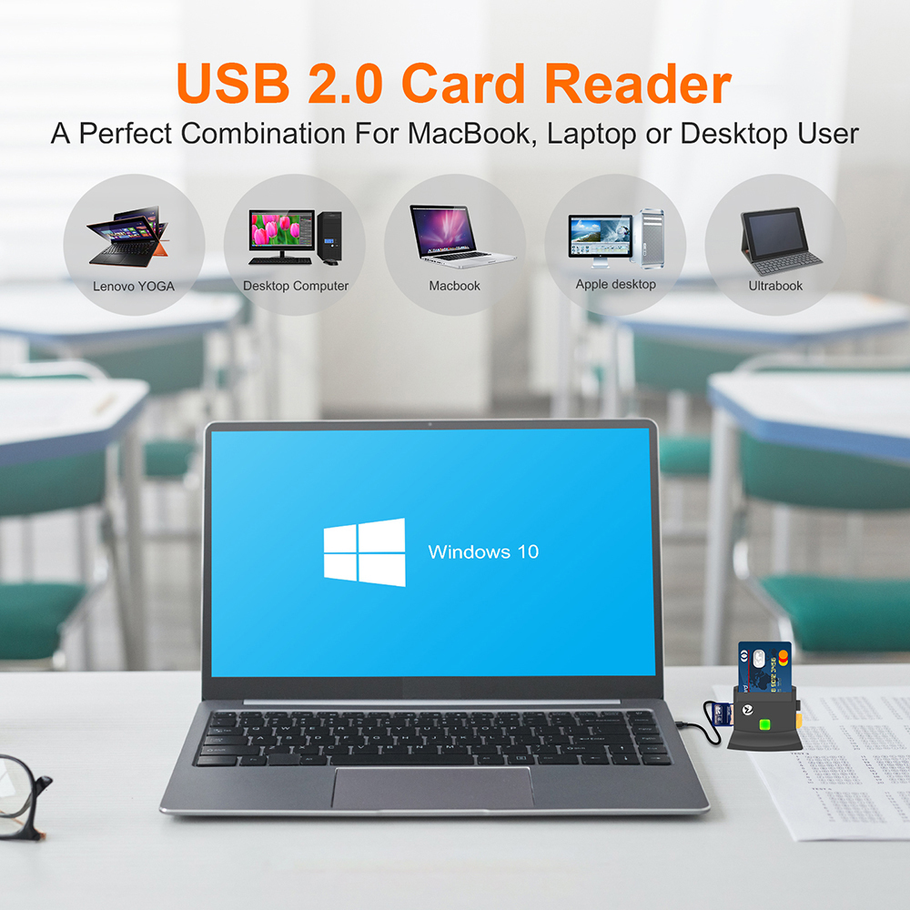 Multifunction Card Reader EMV IC/ID/TF/SD/MMC/SIM Smart Credit Card Readers All In ONE ZW-12026-6
