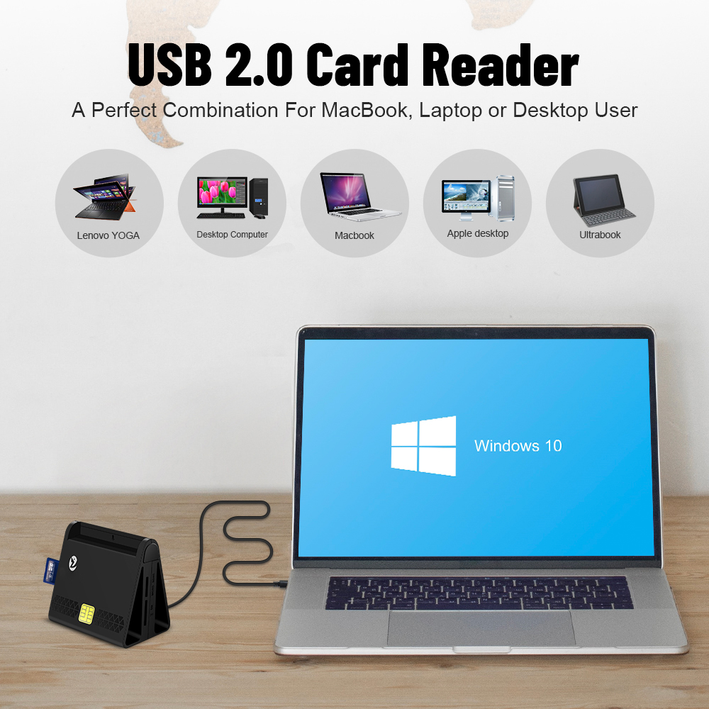 Zoweetek Card Reader – USB Smart Card Reader With EMV & TF Support