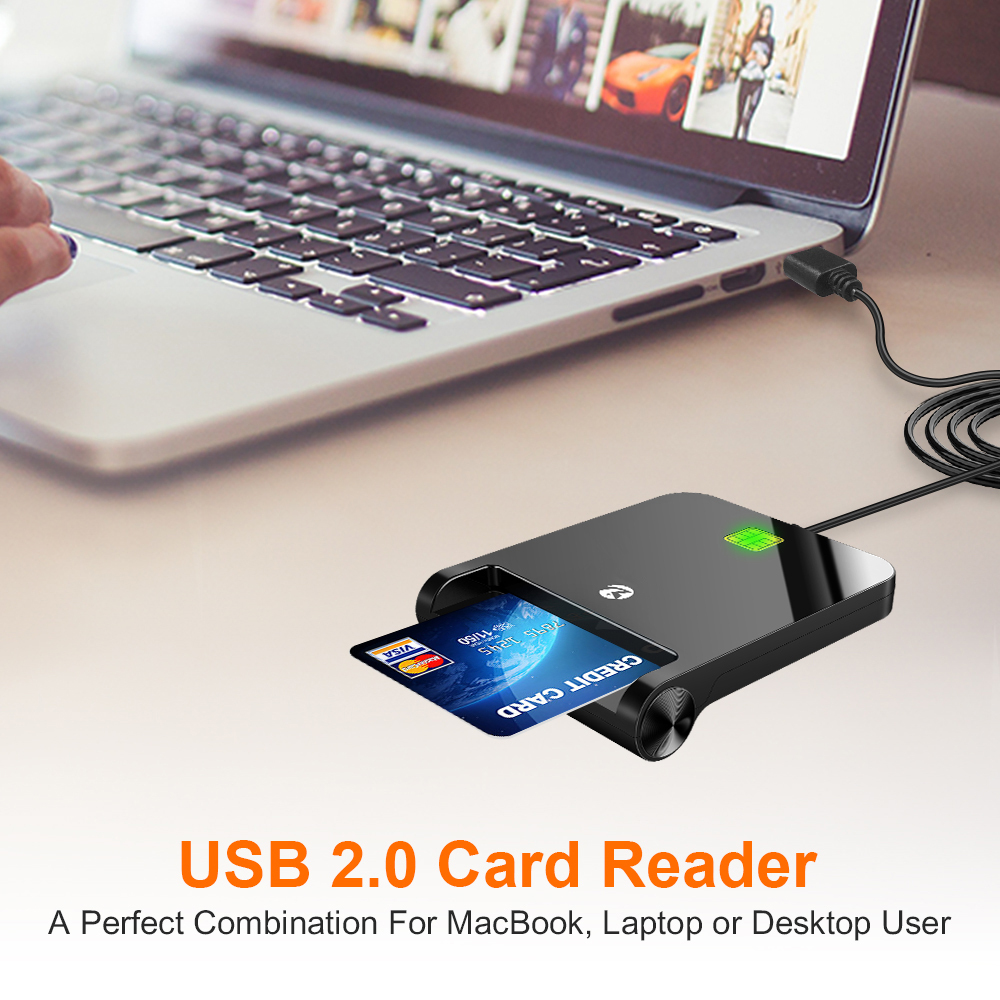 IC ID Card Reader Affordable Chip Card Reader USB 2.0 Single Slot Credit Card Reader ZW-12026-8