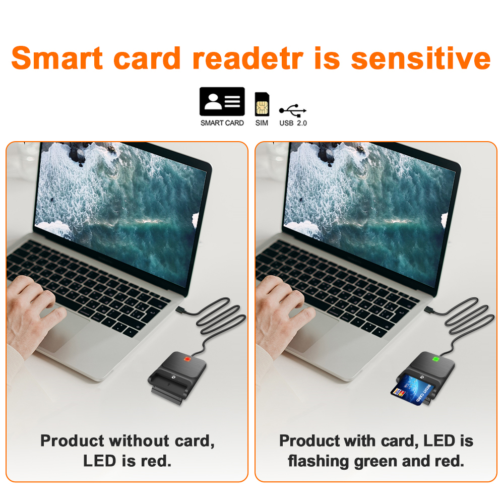 Zoweetek Smart Card Reader – USB Credit Card Reader For CAC & EMV
