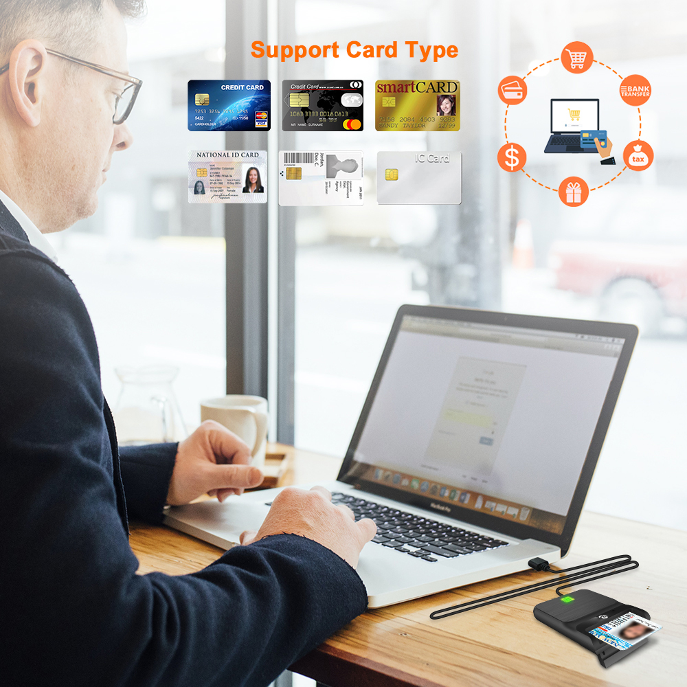 Zoweetek Smart Card Reader – USB Credit Card Reader For CAC & EMV