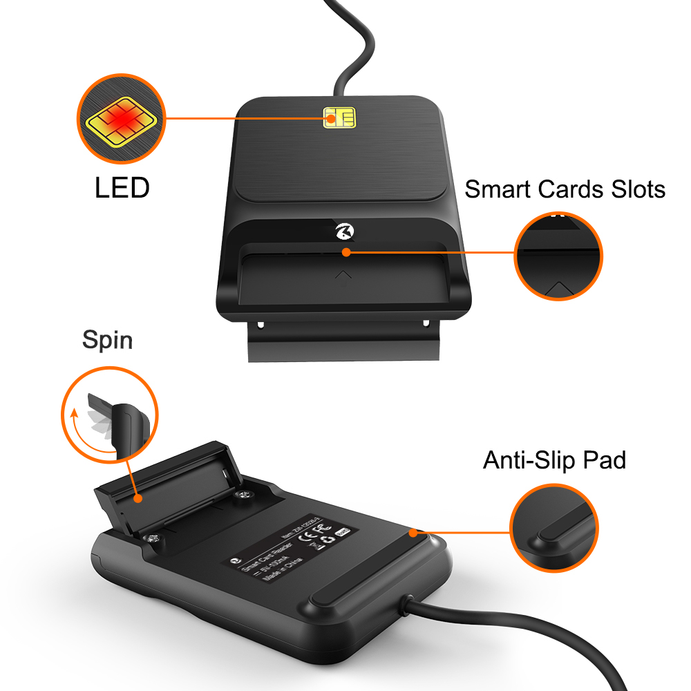 Zoweetek Smart Card Reader – USB Credit Card Reader For CAC & EMV