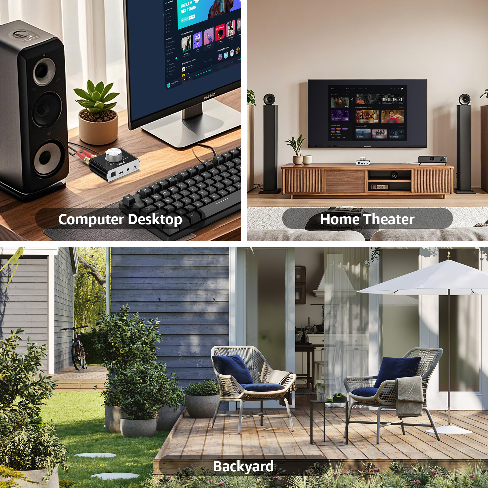 1Mii Bluetooth Amplifier Receiver Hi-Fi Wireless Audio Adapter TV PC to Speakers Digital Audio Receiver with Volume Control B75