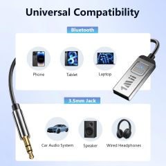 1Mii 2.4GHz Wireless Car Audio Receiver, 3.5mm AUX Adapter for Phone to Car Stereo, Digital Audio Receiver B35