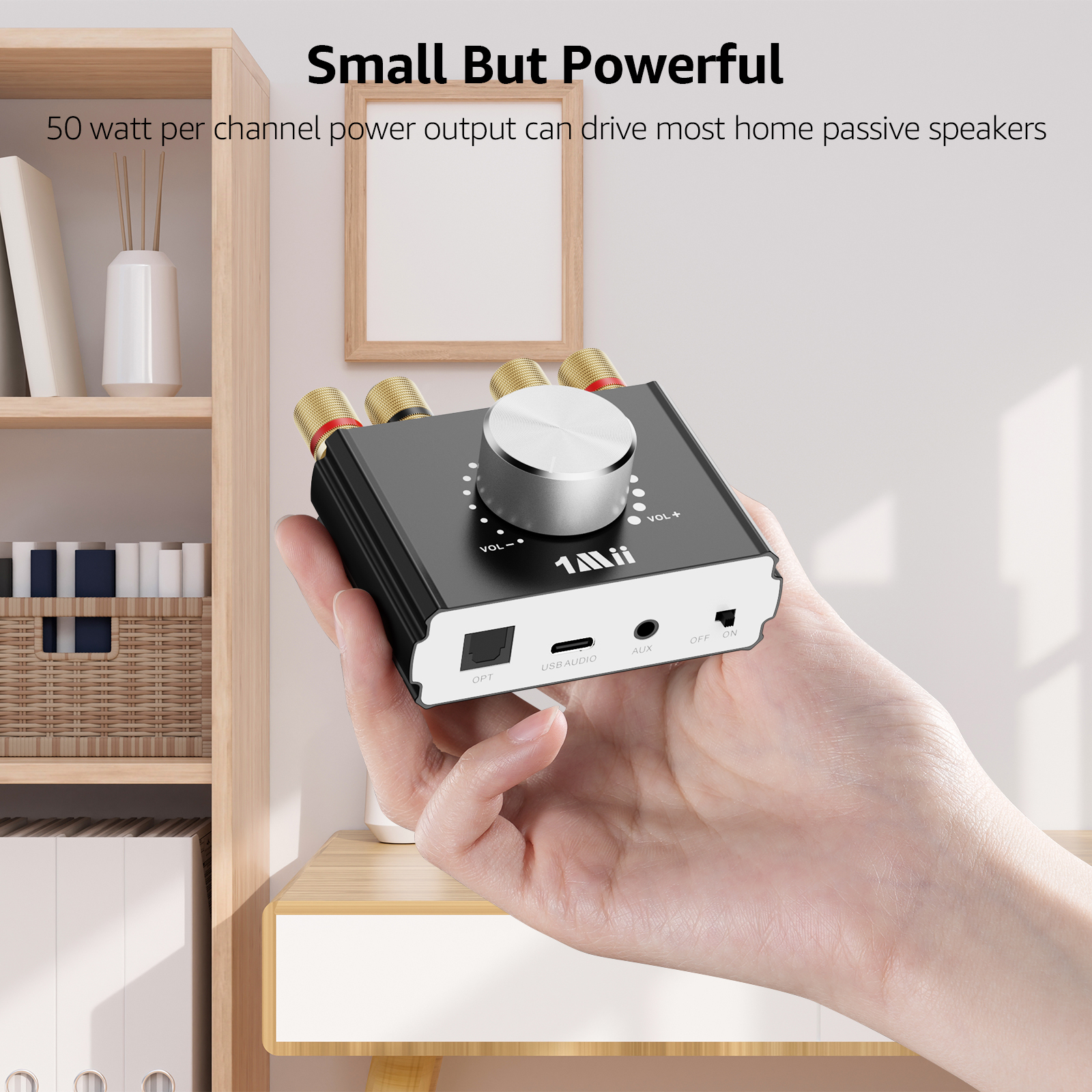 1Mii Bluetooth Amplifier Receiver Hi-Fi Wireless Audio Adapter TV PC to Speakers Digital Audio Receiver with Volume Control B75