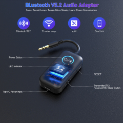 Car for Bluetooth Adapter 3.5mm AUX 10-15 Hour for Bluetooth 5.2 Receiver Transmitter Wireless Audio Stereo B06T2