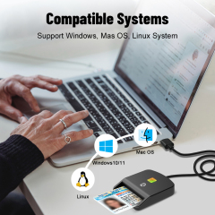 ZOWEETEK OEM ODM USB Smart Card Reader 2 in 1 with SIM Slot 7816 Chip Card Reader Plug & Play ZW-12026-11