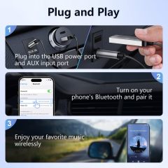 1Mii 2.4GHz Wireless Car Audio Receiver, 3.5mm AUX Adapter for Phone to Car Stereo, Digital Audio Receiver B35