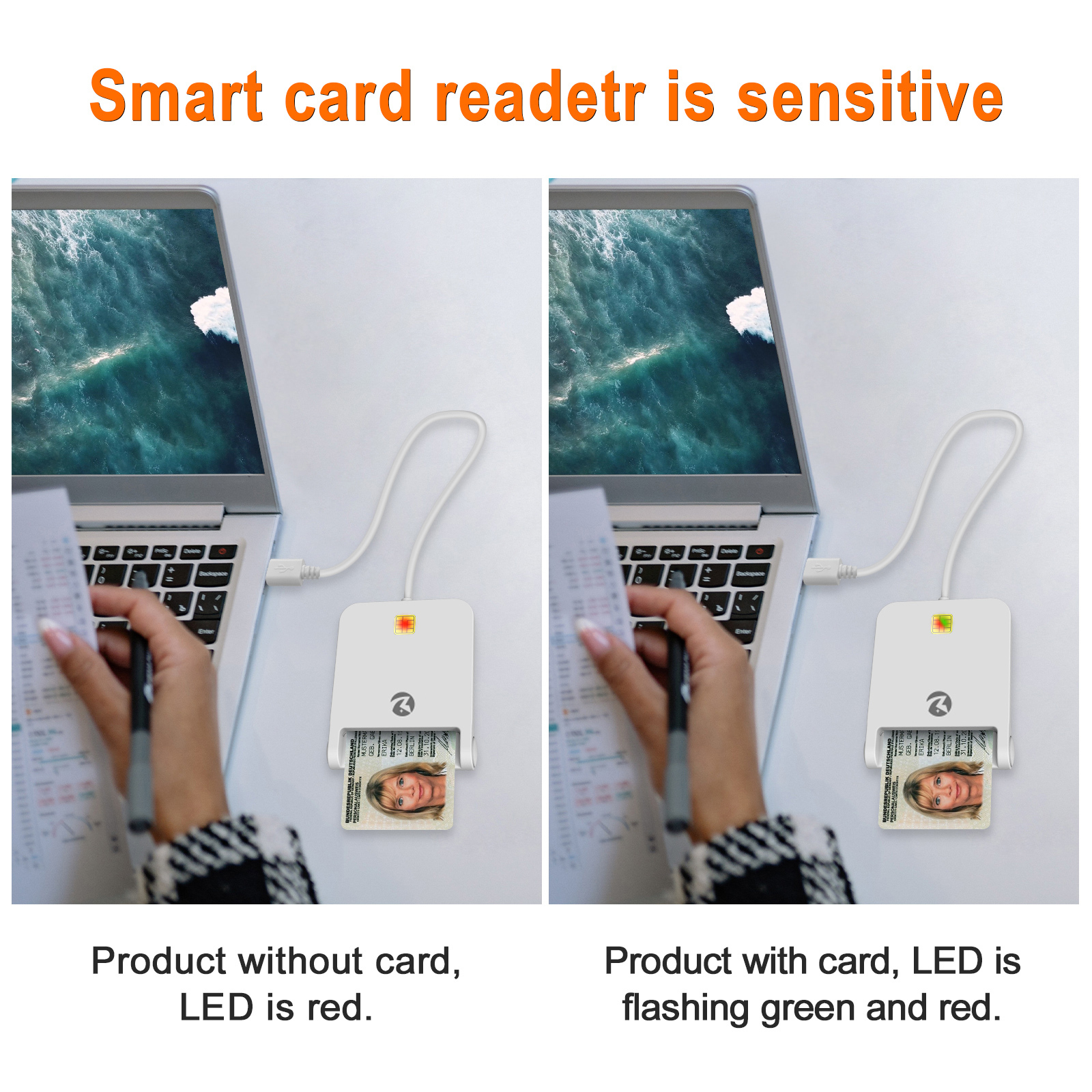 IC ID Card Reader Affordable Chip Card Reader USB 2.0 Single Slot Credit Card Reader ZW-12026-8