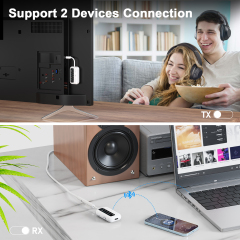 1Mii Mini Bluetooth 5.2 Transceiver with OLED Display 3.5mm Wireless Audio Adapter for TV PC to Speakers Safefly Dot