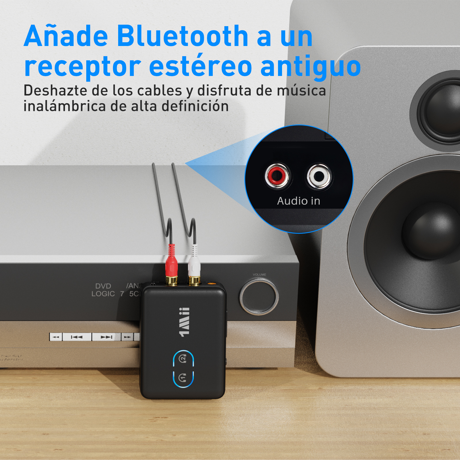 Bluetooth 5.2 Transmitter Receiver RCA to 3.5mm Wireless Audio Adapter to Speakers Transceiver ML302+