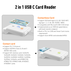 ZOWEETEK NFC Access Control Card Reader ISO 7816 Smart ID IC Chip Card Reader Writer Mobile Credit Card Reader ZW-12026-12