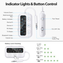 1Mii Mini Bluetooth 5.2 Transceiver with OLED Display 3.5mm Wireless Audio Adapter for TV PC to Speakers Safefly Dot