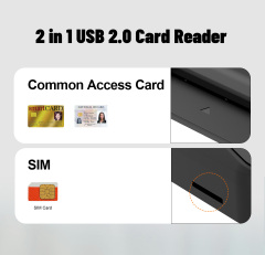ZOWEETEK OEM ODM USB Smart Card Reader 2 in 1 with SIM Slot 7816 Chip Card Reader Plug & Play ZW-12026-11