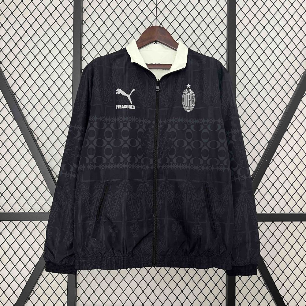 23-24 AC Milan Trench Coat Reversible Windbreaker Double-Sides Jacket